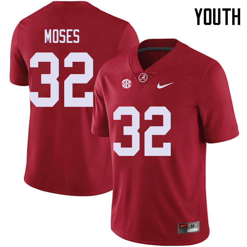 Alabama Crimson Tide Youth Dylan Moses #32 Red NCAA Nike Authentic Stitched 2018 College Football Jersey MJ16J74GR